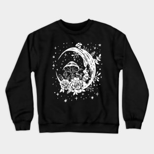 Gothic Moon, Mushrooms, and Flowers Punk Witchy Crewneck Sweatshirt